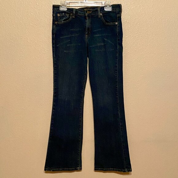 St. John's Bay Pants - St. John's Bay Denim Pants Bootcut Dark Blue Artsy Back Pockets Size (12)